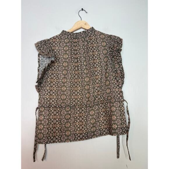 NEW Marie Oliver Ruched Drawstring Waist Split Neck Flared Sleeves Top Sz: Small - Picture 6 of 7